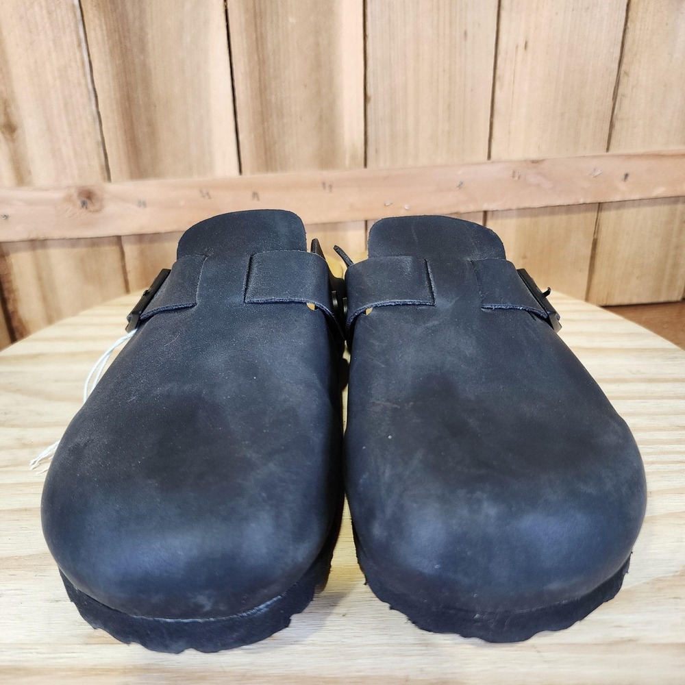 Birkenstock Boston Soft Footbed Clog Shoes Womens Size 9 40 Black Faux Leather - Picture 2 of 8